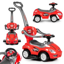 Autko jeździk, chodzik, pchacz 3w1 deluxe klakson - czerwone MULTISTORE