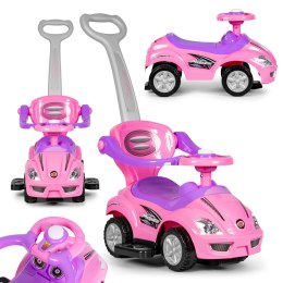 Autko jeździk, chodzik, pchacz 3w1 deluxe klakson - różowe MULTISTORE