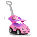 Autko jeździk, chodzik, pchacz 3w1 deluxe klakson - różowe MULTISTORE