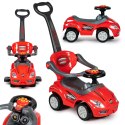 Autko jeździk pchacz 3w1 DELUXE z rączką panelem muzycznym - czerwone MULTISTORE
