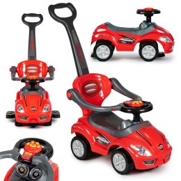 Autko jeździk pchacz 3w1 DELUXE z rączką panelem muzycznym - czerwone MULTISTORE