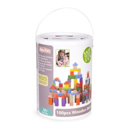 Drewniane klocki dla dzieci 100 szt. sorter wiaderko ECOTOYS ECOTOYS
