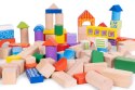 Drewniane klocki dla dzieci 100 szt. sorter wiaderko ECOTOYS ECOTOYS