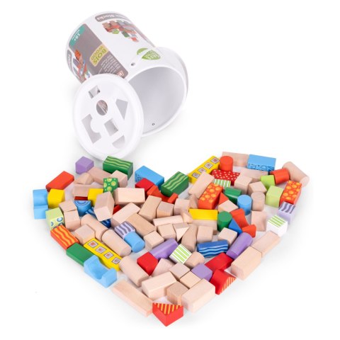 Drewniane klocki dla dzieci 100 szt. sorter wiaderko ECOTOYS ECOTOYS Drewniane klocki dla dzieci 100 szt. sorter wiaderko ECOTOYS ECOTOYS