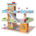 Drewniany garaż tor z windą + autka parking samochodowy ECOTOYS
