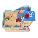 Drewniany garaż tor z windą + autka parking samochodowy ECOTOYS