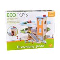 Drewniany garaż tor z windą + autka parking samochodowy ECOTOYS