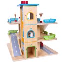 Drewniany garaż tor z windą + autka parking samochodowy ECOTOYS