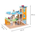 Drewniany garaż tor z windą + autka parking samochodowy ECOTOYS