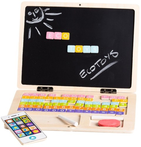 Drewniany laptop edukacyjny tablica magnetyczna ECOTOYS ECOTOYS Drewniany laptop edukacyjny tablica magnetyczna ECOTOYS ECOTOYS