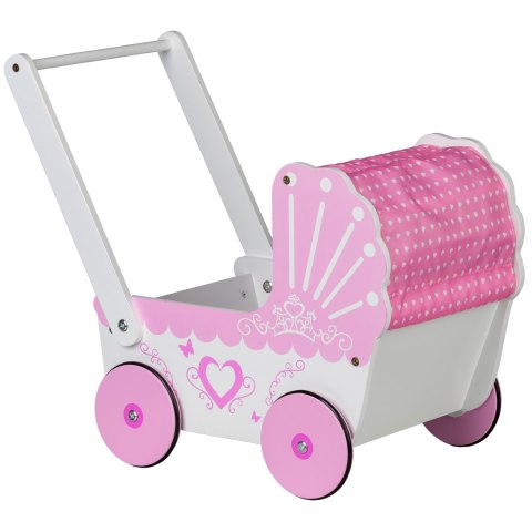 Drewniany wózek dla lalek z daszkiem ECOTOYS ECOTOYS Drewniany wózek dla lalek z daszkiem ECOTOYS ECOTOYS