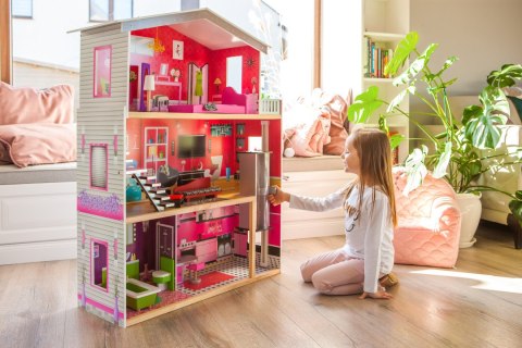 Duży drewniany domek z windą dla lalek - Rezydencja Malibu ECOTOYS ECOTOYS Duży drewniany domek z windą dla lalek - Rezydencja Malibu ECOTOYS ECOTOYS