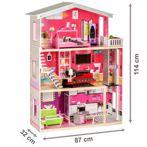 Duży drewniany domek z windą dla lalek - Rezydencja Malibu ECOTOYS ECOTOYS Duży drewniany domek z windą dla lalek - Rezydencja Malibu ECOTOYS ECOTOYS