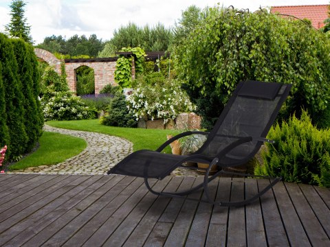 Leżak ogrodowy leżanka fotel bujany czarny MultiGarden MultiGarden Leżak ogrodowy leżanka fotel bujany czarny MultiGarden MultiGarden