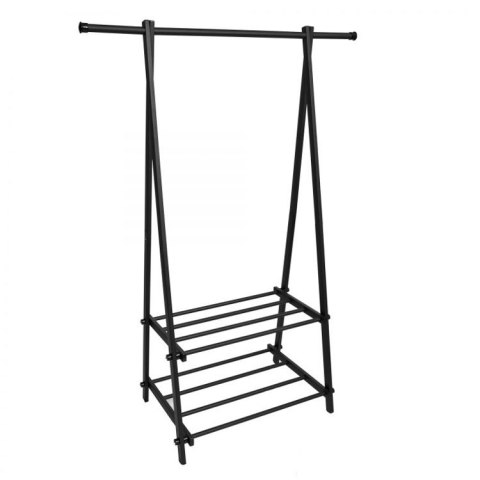 Wieszak stojak z półkami czarny 2 półki ModernHome Wieszak stojak z półkami czarny 2 półki ModernHome