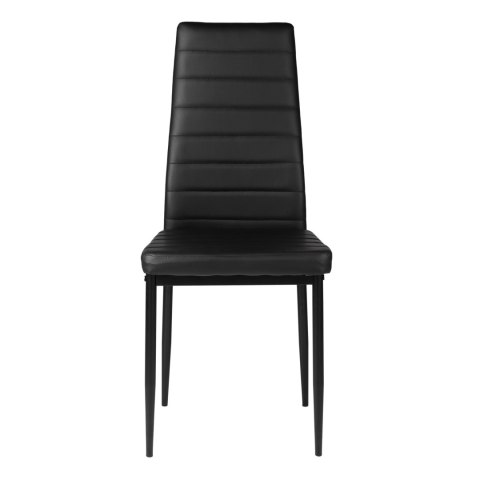 Zestaw krzeseł do jadalni salonu z ekoskóry 4 szt. wysokie oparcie - czarne ModernHome ModernHome Zestaw krzeseł do jadalni salonu z ekoskóry 4 szt. wysokie oparcie - czarne ModernHome ModernHome