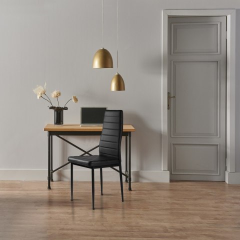 Zestaw krzeseł do jadalni salonu z ekoskóry 4 szt. wysokie oparcie - czarne ModernHome ModernHome Zestaw krzeseł do jadalni salonu z ekoskóry 4 szt. wysokie oparcie - czarne ModernHome ModernHome
