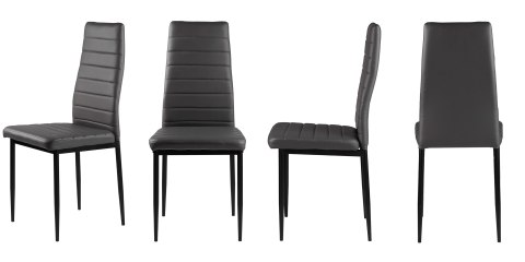 Zestaw krzeseł do jadalni salonu z ekoskóry 4 szt. wysokie oparcie - szare ModernHome ModernHome Zestaw krzeseł do jadalni salonu z ekoskóry 4 szt. wysokie oparcie - szare ModernHome ModernHome