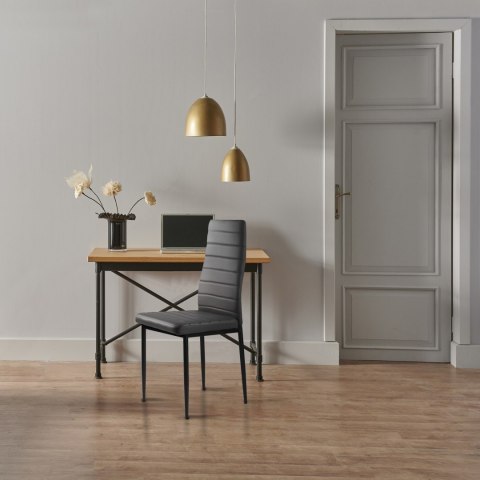 Zestaw krzeseł do jadalni salonu z ekoskóry 4 szt. wysokie oparcie - szare ModernHome ModernHome Zestaw krzeseł do jadalni salonu z ekoskóry 4 szt. wysokie oparcie - szare ModernHome ModernHome