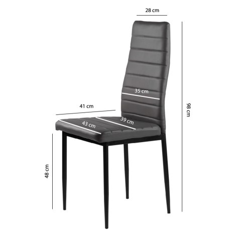 Zestaw krzeseł do jadalni salonu z ekoskóry 4 szt. wysokie oparcie - szare ModernHome ModernHome Zestaw krzeseł do jadalni salonu z ekoskóry 4 szt. wysokie oparcie - szare ModernHome ModernHome