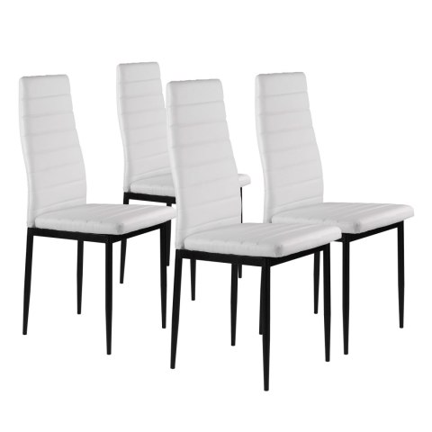 Zestaw krzeseł do jadalni salonu z krzesło ekoskóry 4 szt. wysokie oparcie - białe ModernHome ModernHome Zestaw krzeseł do jadalni salonu z krzesło ekoskóry 4 szt. wysokie oparcie - białe ModernHome ModernHome