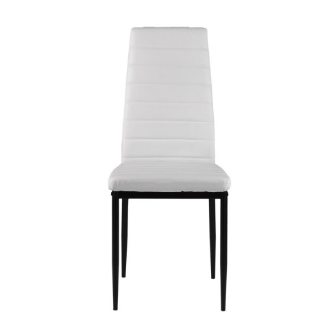 Zestaw krzeseł do jadalni salonu z krzesło ekoskóry 4 szt. wysokie oparcie - białe ModernHome ModernHome Zestaw krzeseł do jadalni salonu z krzesło ekoskóry 4 szt. wysokie oparcie - białe ModernHome ModernHome