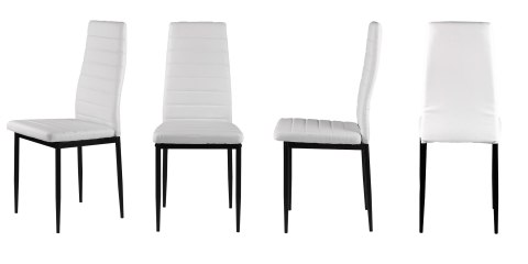 Zestaw krzeseł do jadalni salonu z krzesło ekoskóry 4 szt. wysokie oparcie - białe ModernHome ModernHome Zestaw krzeseł do jadalni salonu z krzesło ekoskóry 4 szt. wysokie oparcie - białe ModernHome ModernHome