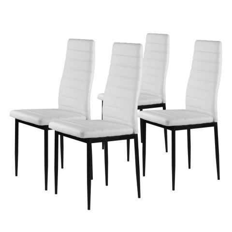 Zestaw krzeseł do jadalni salonu z krzesło ekoskóry 4 szt. wysokie oparcie - białe ModernHome ModernHome Zestaw krzeseł do jadalni salonu z krzesło ekoskóry 4 szt. wysokie oparcie - białe ModernHome ModernHome
