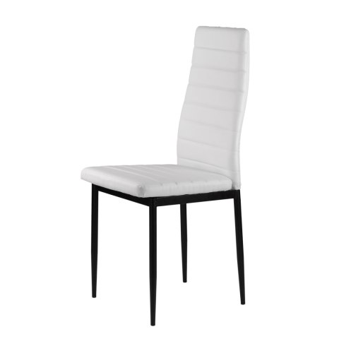 Zestaw krzeseł do jadalni salonu z krzesło ekoskóry 4 szt. wysokie oparcie - białe ModernHome ModernHome Zestaw krzeseł do jadalni salonu z krzesło ekoskóry 4 szt. wysokie oparcie - białe ModernHome ModernHome