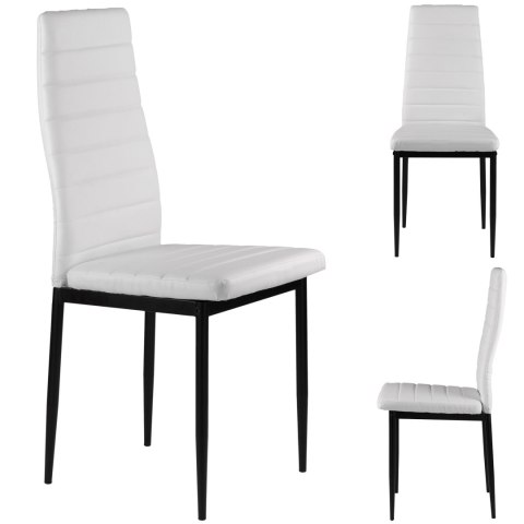 Zestaw krzeseł do jadalni salonu z krzesło ekoskóry 4 szt. wysokie oparcie - białe ModernHome ModernHome Zestaw krzeseł do jadalni salonu z krzesło ekoskóry 4 szt. wysokie oparcie - białe ModernHome ModernHome