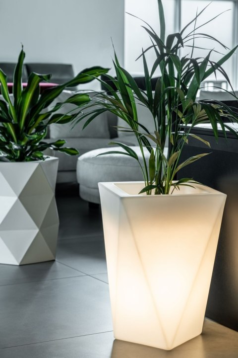 Designerska donica VASO biała z oświetleniem MONUMO Designerska donica VASO biała z oświetleniem MONUMO