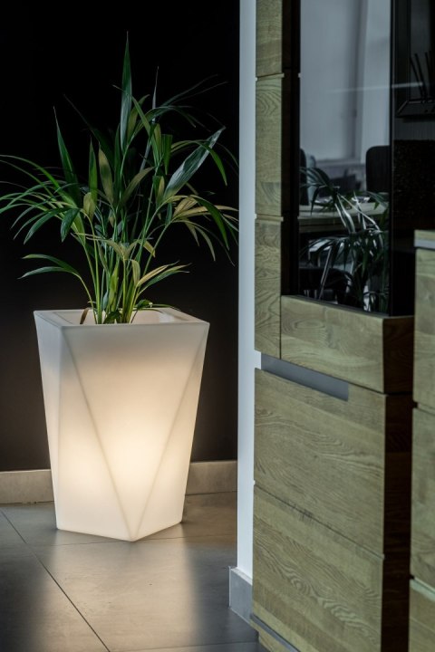 Designerska donica VASO biała z oświetleniem MONUMO Designerska donica VASO biała z oświetleniem MONUMO