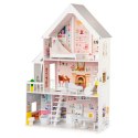 Domek dla lalek drewniany 3 piętra XXL Rezydencja Pudrowa ECOTOYS ECOTOYS