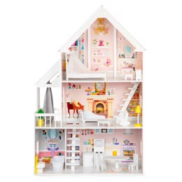 Domek dla lalek drewniany 3 piętra XXL Rezydencja Pudrowa ECOTOYS ECOTOYS