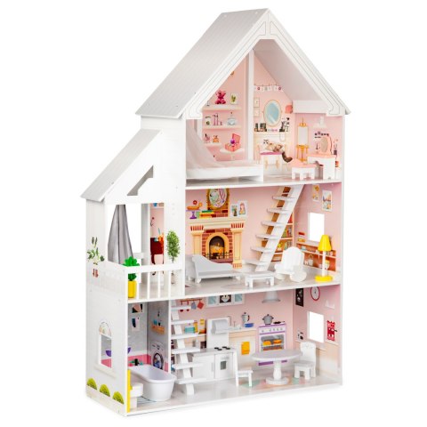 Domek dla lalek drewniany 3 piętra XXL Rezydencja Pudrowa ECOTOYS ECOTOYS Domek dla lalek drewniany 3 piętra XXL Rezydencja Pudrowa ECOTOYS ECOTOYS