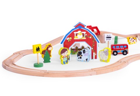 Drewniana kolejka tor pociąg na baterie Farma 53 elementy ECOTOYS ECOTOYS Drewniana kolejka tor pociąg na baterie Farma 53 elementy ECOTOYS ECOTOYS