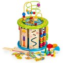 Drewniana kostka edukacyjna z grami, klockami, łowienie rybek ECOTOYS ECOTOYS