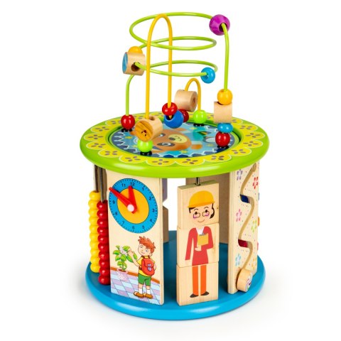 Drewniana kostka edukacyjna z grami, klockami, łowienie rybek ECOTOYS ECOTOYS Drewniana kostka edukacyjna z grami, klockami, łowienie rybek ECOTOYS ECOTOYS