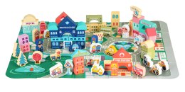 Drewniane klocki edukacyjne miasto mata 121 sztuk ECOTOYS ECOTOYS
