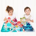 Drewniane klocki edukacyjne miasto mata 121 sztuk ECOTOYS ECOTOYS