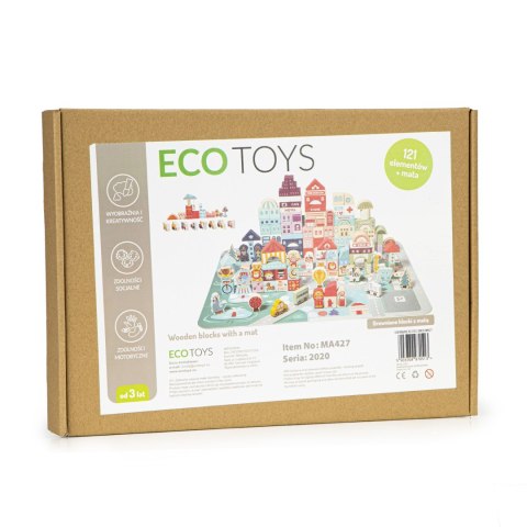 Drewniane klocki edukacyjne miasto mata 121 sztuk ECOTOYS ECOTOYS Drewniane klocki edukacyjne miasto mata 121 sztuk ECOTOYS ECOTOYS