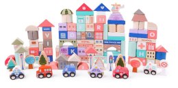 Drewniane klocki edukacyjne miasto z matą 115 szt ECOTOYS ECOTOYS