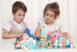 Drewniane klocki edukacyjne miasto z matą 115 szt ECOTOYS ECOTOYS