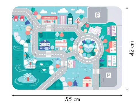 Drewniane klocki edukacyjne miasto z matą 115 szt ECOTOYS ECOTOYS Drewniane klocki edukacyjne miasto z matą 115 szt ECOTOYS ECOTOYS