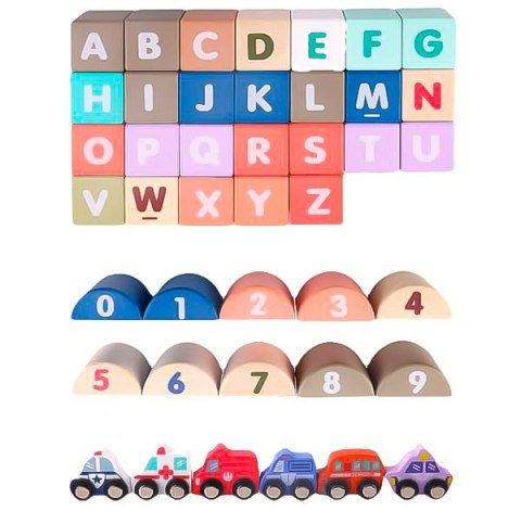 Drewniane klocki edukacyjne miasto z matą 115 szt ECOTOYS ECOTOYS Drewniane klocki edukacyjne miasto z matą 115 szt ECOTOYS ECOTOYS