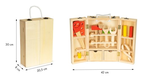 Drewniane narzędzia w skrzynce warsztat zestaw XXL ECOTOYS ECOTOYS Drewniane narzędzia w skrzynce warsztat zestaw XXL ECOTOYS ECOTOYS