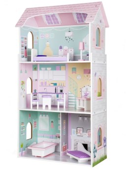 Drewniany domek dla lalek + mebelki wysoka rezydencja Jagodowa ECOTOYS ECOTOYS