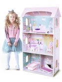 Drewniany domek dla lalek + mebelki wysoka rezydencja Jagodowa ECOTOYS ECOTOYS