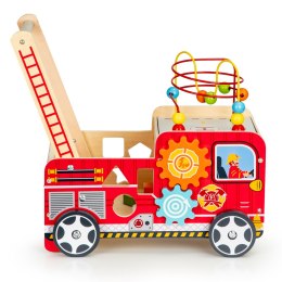 Drewniany pchacz edukacyjny z klockami dla dzieci - Straż Pożarna ECOTOYS ECOTOYS