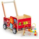Drewniany pchacz edukacyjny z klockami dla dzieci - Straż Pożarna ECOTOYS ECOTOYS